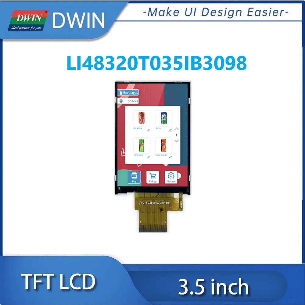 3.5 Inch 320x480 IPS 300nit TFT LCD Display ST7796-G4 Driver IC With Capacitive Resistive Touch LI48320T035IB3098