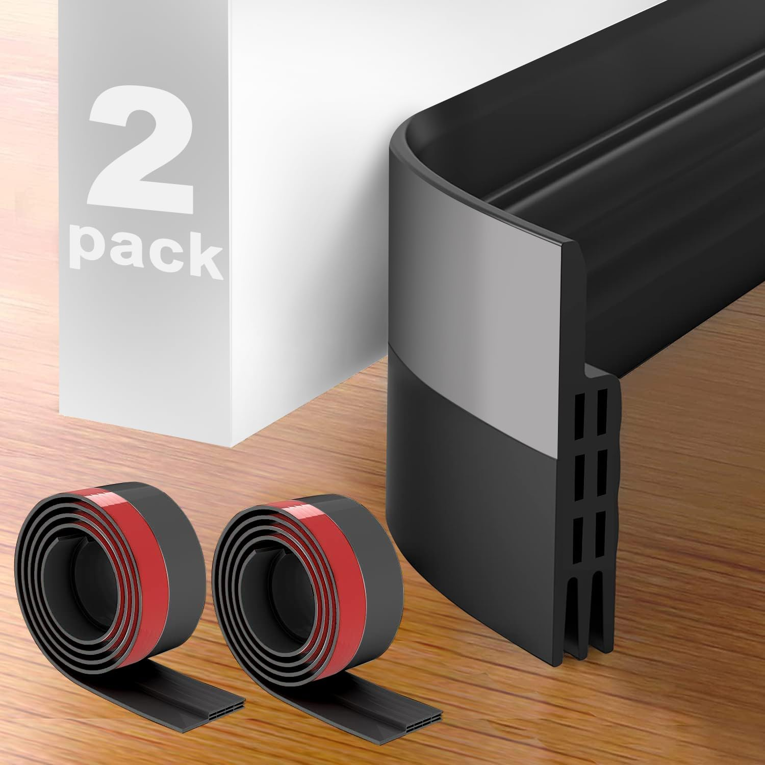 2 Pack under Door Draft Stopper, Home Essentials, Weather Stripping Door Seal, Bottom of Door Sweep, Garage Window Blocker Noise Dust Insulation Draft Guard, 39