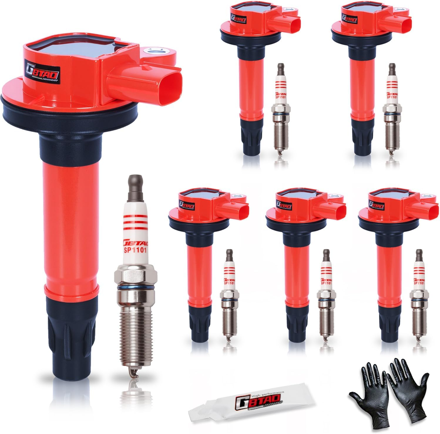 Set of 6 Upgraded Ignition Coil Pack and Spark Plug 2011-2020 for Ford F150 Expedition Explorer Flex Taurus Transit, for Lincoln MKS MKT Navigator Turbo 3.5 V6 Replaces UF646