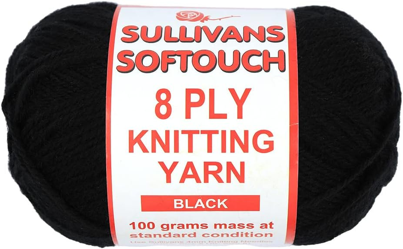 Polyster 8 Ply Softouch Knitting Yarn 10 Pieces 100 G, Black