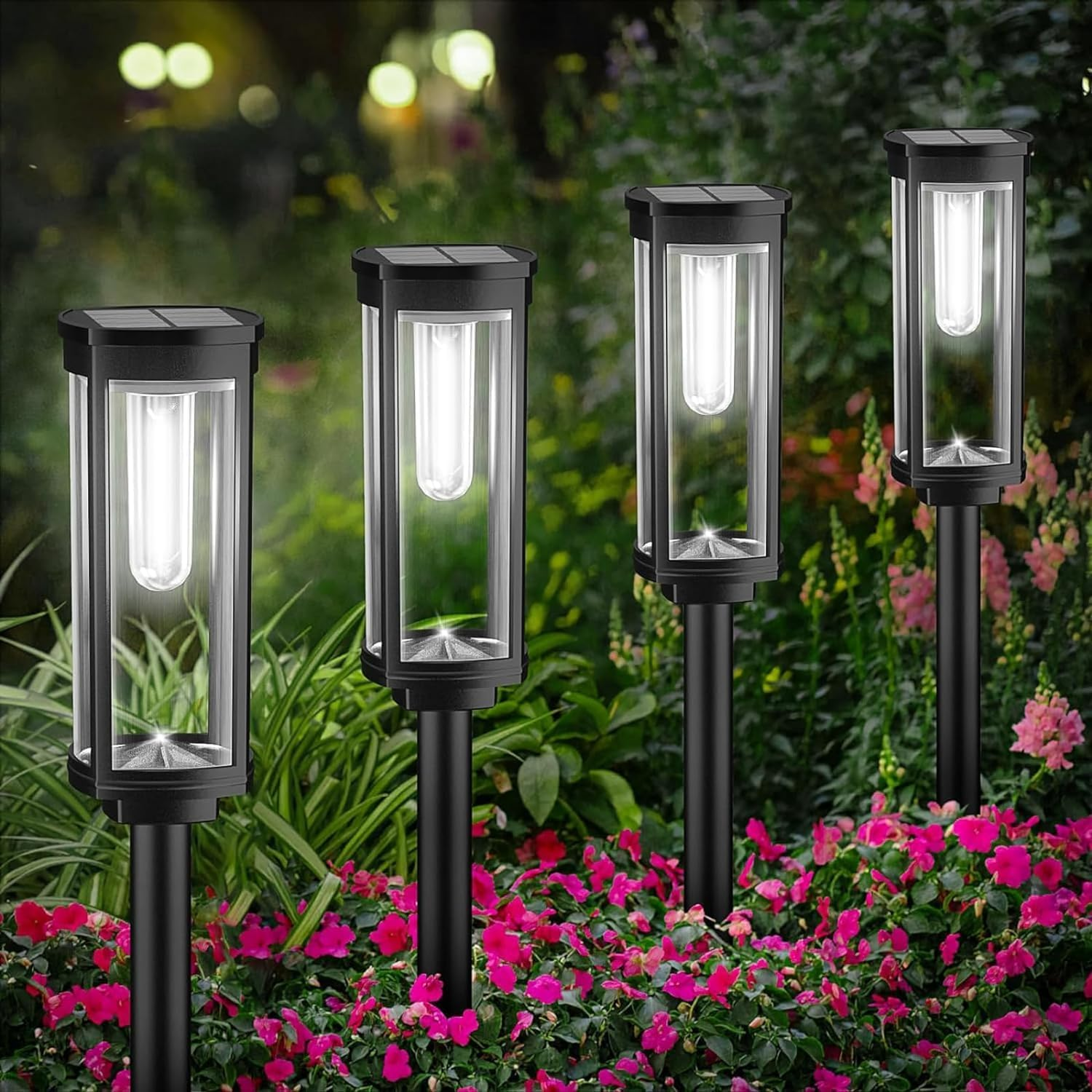 Bright Solar Pathway Lights, 2 Pack Solar Lights Outdoor Waterproof IP65, Auto On/Off Pathway Landscape Lighting, Outdoor Light for Yard Garden Walkway Landscape Lawn Patio Lighting