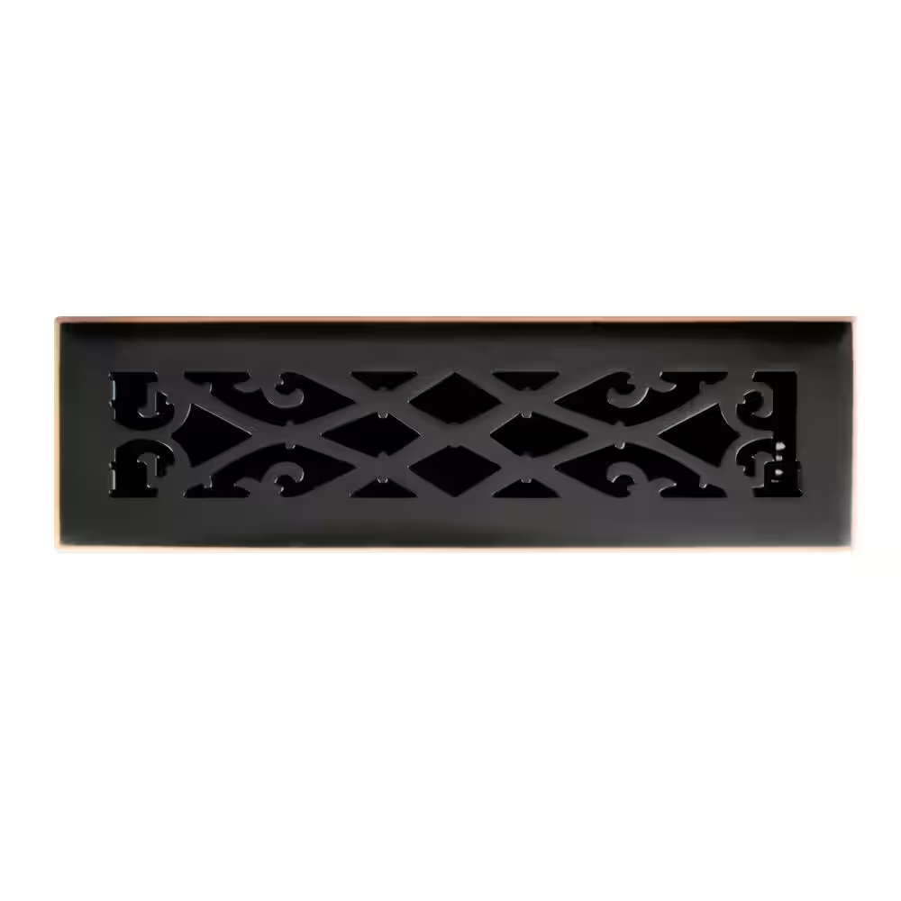 Elegant Scroll 2 In. X 12 In. Steel Floor Register in Oil Rubbed Bronze