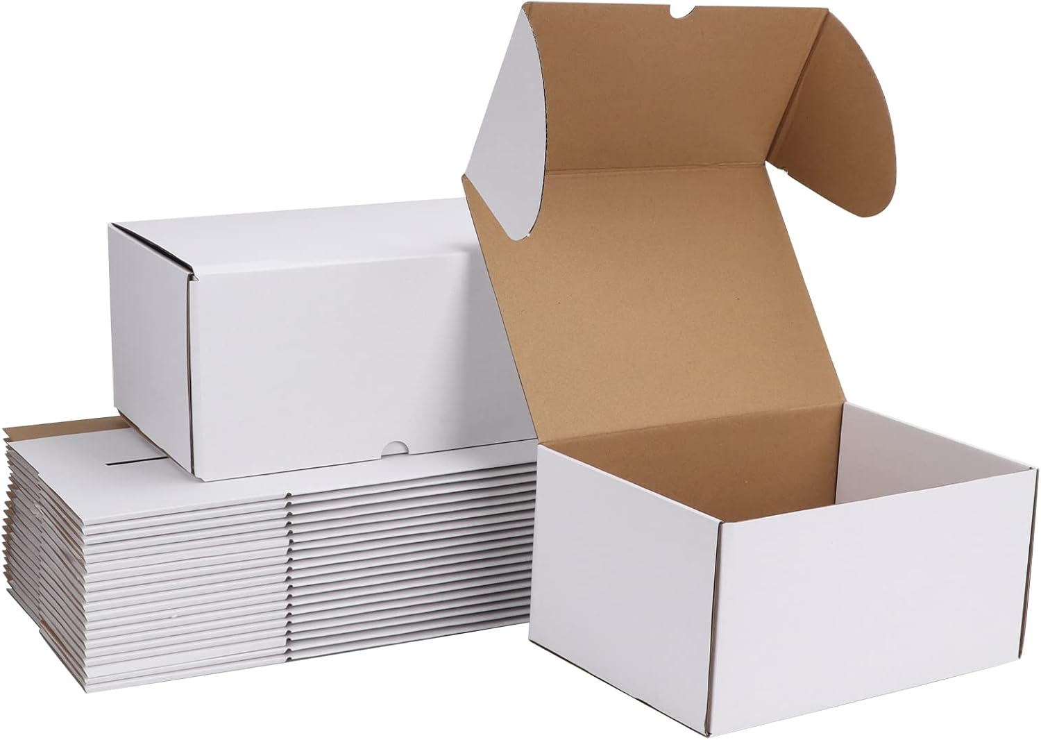10X7X5 White Shipping Boxes Set of 20, Corrugated Cardboard Mailer Boxes for Packaging Small Business Mailing Gifts