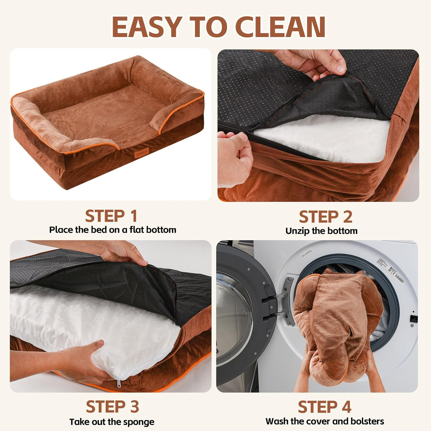 AUSCAT Dog Bed for Small Dogs -Foam Sofa, Waterproof Lining and Nonskid Botto... - Picture 7 of 15
