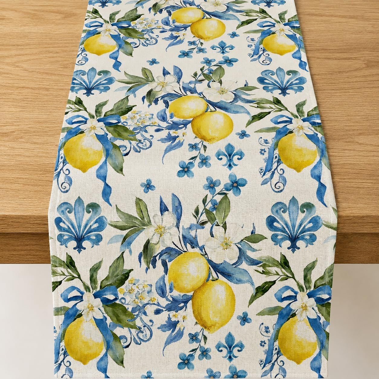 Summer Lemon Table Runner, 33×183Cm Lemon Table Decoration Summer, Dining Table Decoration Washable Linen Table Runner, Lemon Kitchen Accessories for Home, Party, Holiday