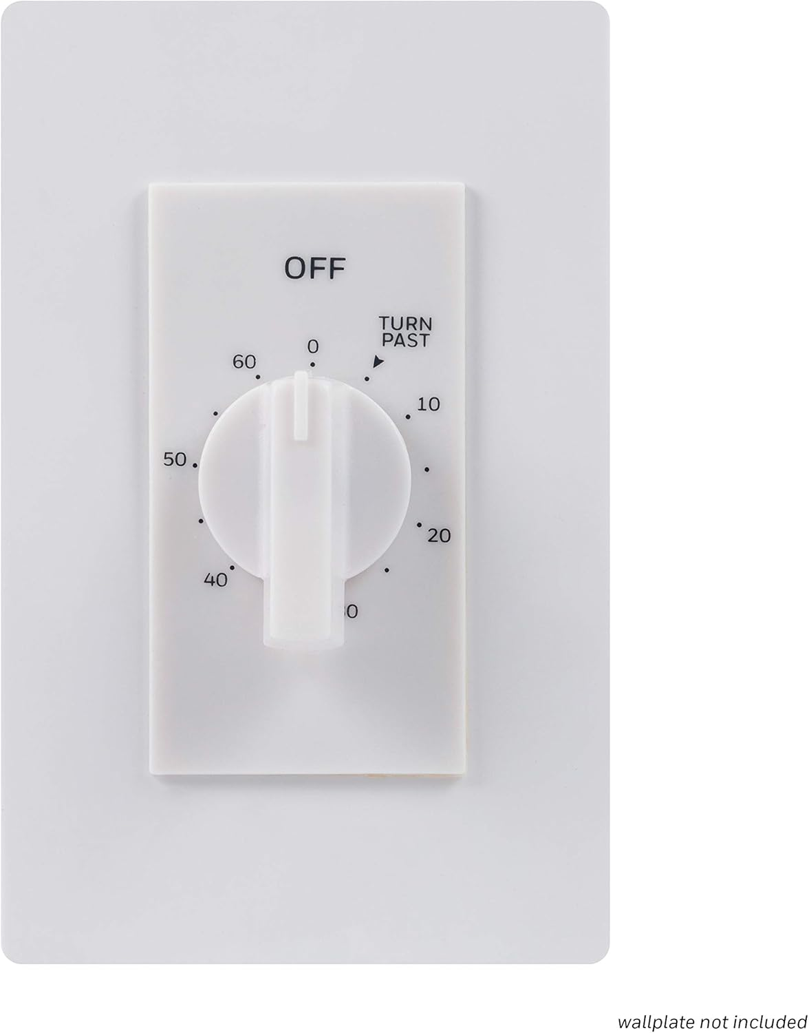 60-Minute In-Wall Spring Wound Countdown Timer Switch, Mechanical Timer for Lights, Bathroom & Exhaust Fans, No Neutral Wire Required, White, 41081