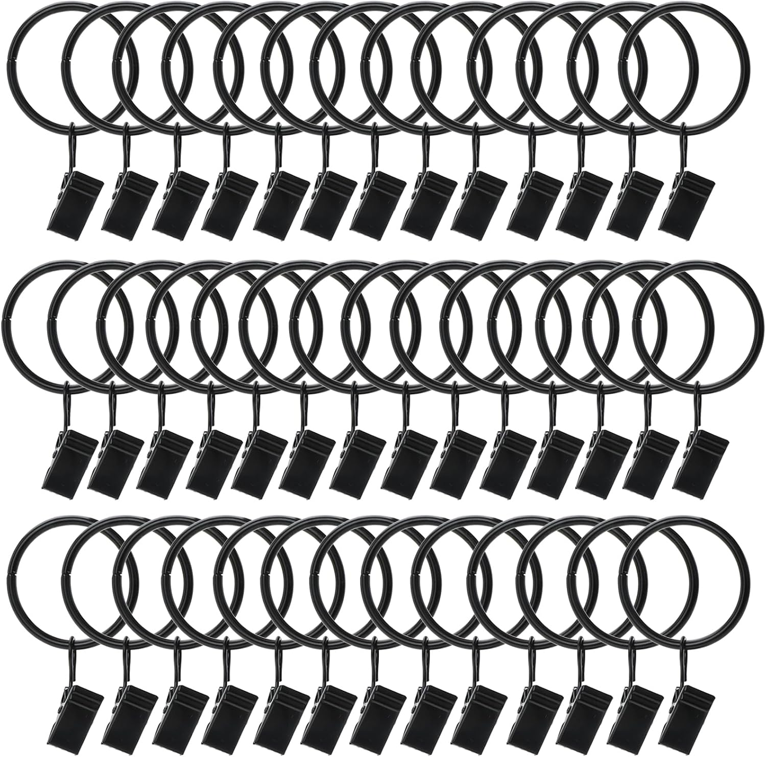 40 Pack Metal Curtain Rings with Clips, Drapery Clips with Rings, Curtain 