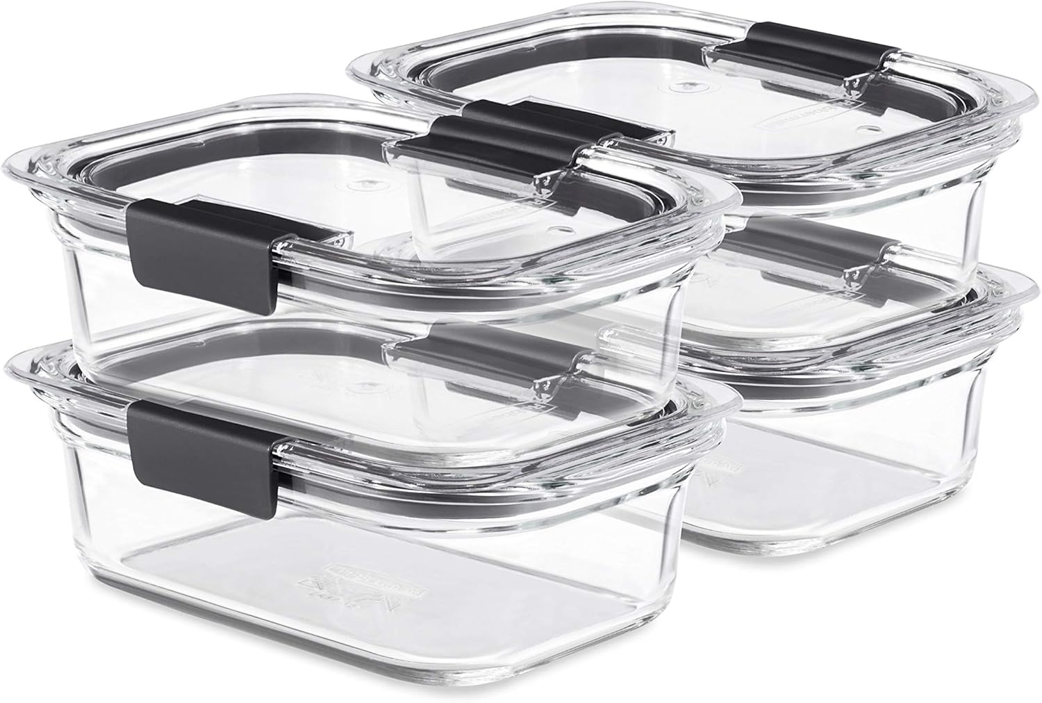 Brilliance Glass Food Storage Containers, 3.2 Cup, Set of 4, Bpa-Free, Leak-Proof, Clear