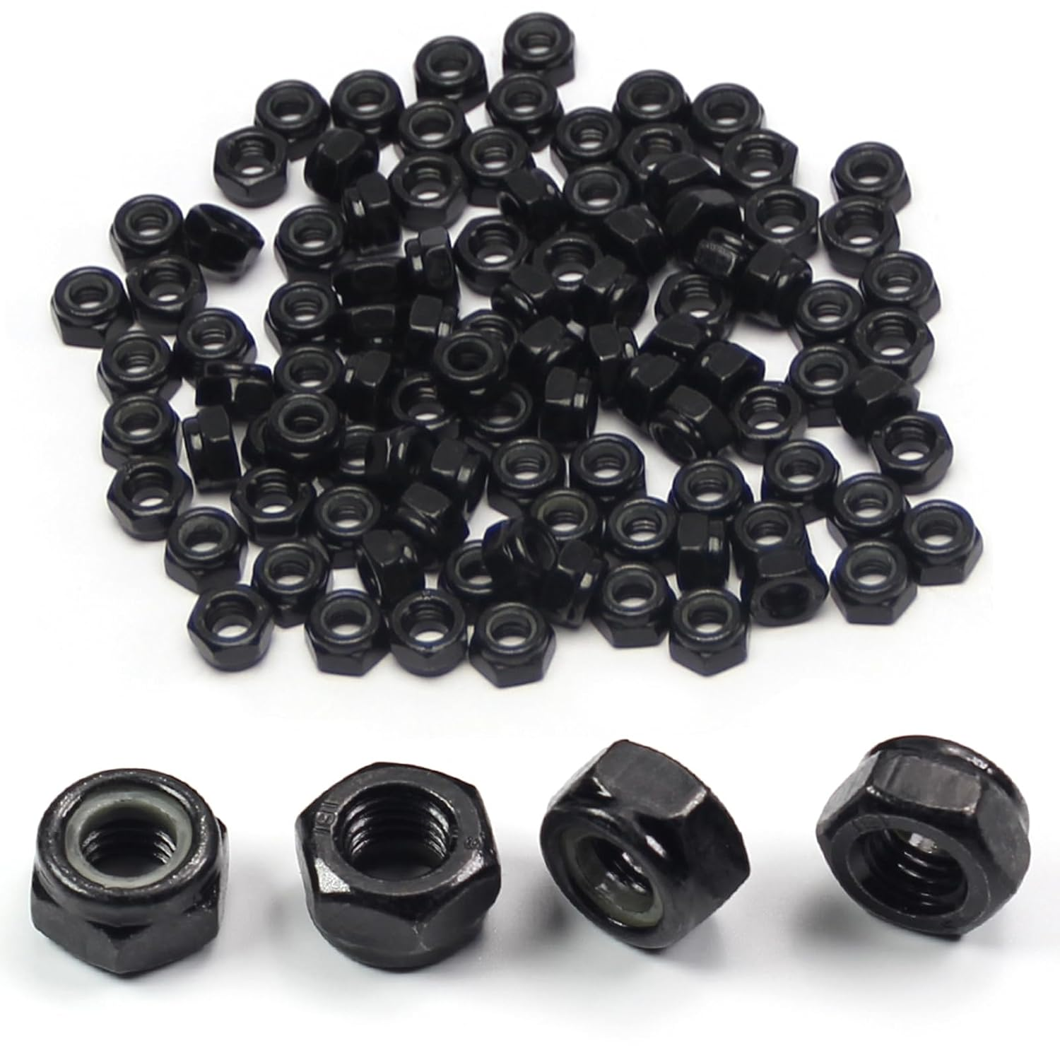M6 Locknuts 100Pcs Metric Nylon Inserted Hex Lock Nuts Self-Lock Nylon Insert M6X1Mm Carbon Steel Self Locking 10Mm Hex Nut Driver Nut for Patio Furniture M6 Bolts
