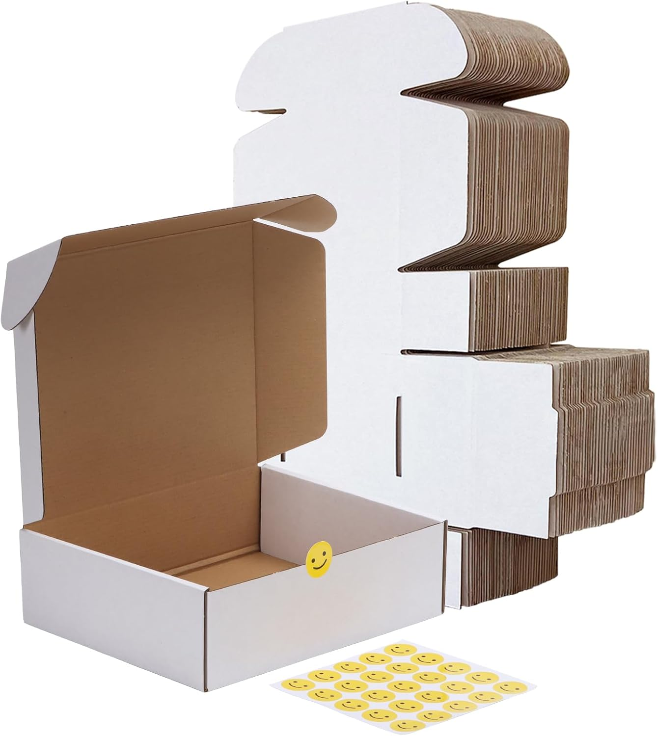10X8X3 Shipping Boxes Set of 25, White Corrugated Cardboard Box for Packing, Mailing, Business