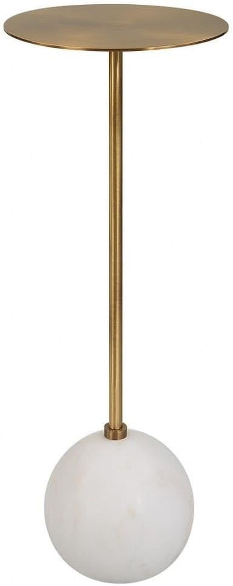 Gimlet White Marble & Metal Accent Drink Table - Stylish & Modern