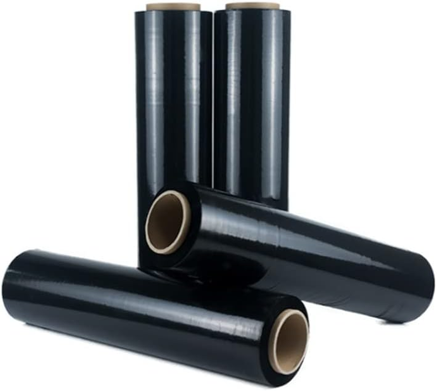 4 Rolls Pallet Wrap Stretch, Black Hand Pallet Shrink Wrap Opaque