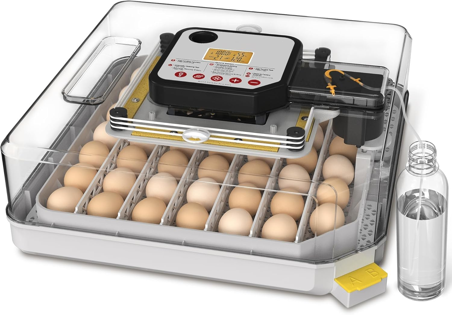 Incubator for Hatching Eggs, 48 Egg Incubator with Automatic Turning and Humidity Temperature Control, Egg Candler, for Ducks/Quail/Goose/Pigeon, 360° View with Clear Window