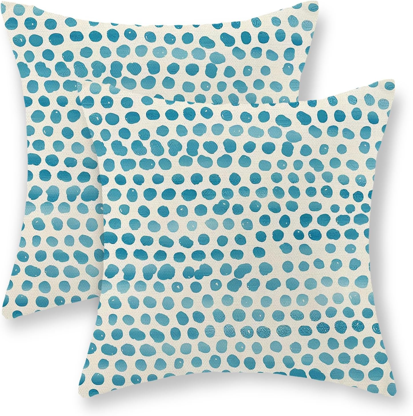 Teal Pillow Covers 16X16 Inch Set of 2 Aqua Polka Dot Outdoor Decor Throw Pillows for Couch Modern Boho Design Watercolor Aesthetic Decorative Cushion Cases for Home Sofa Bed Decorations