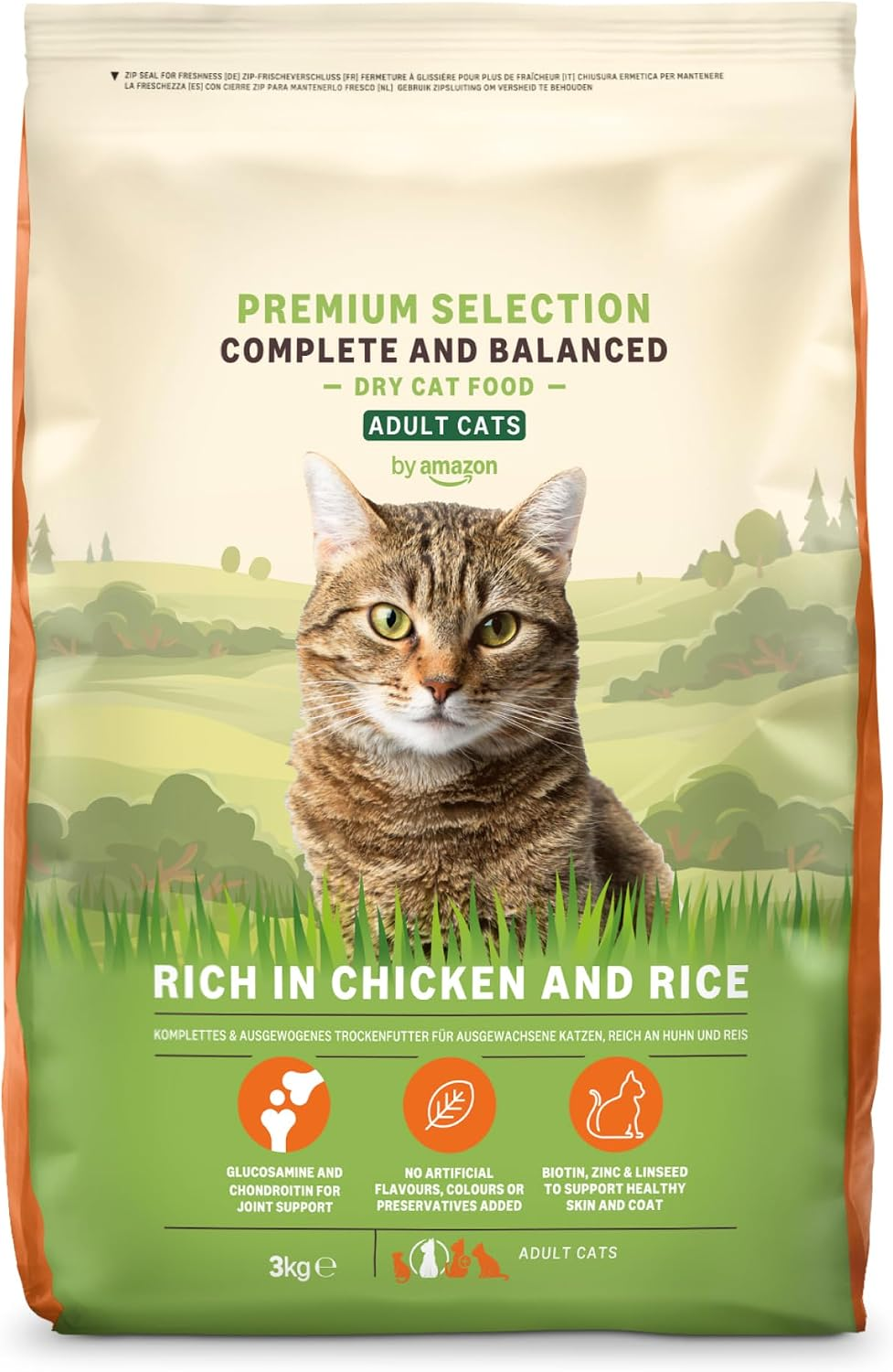 By Amazon Complete Dry Cat Food Rich in Chicken & Rice for Adult Cats, 1 Pack of 3 Kg (Previously a Lifelong Brand, Same Product)