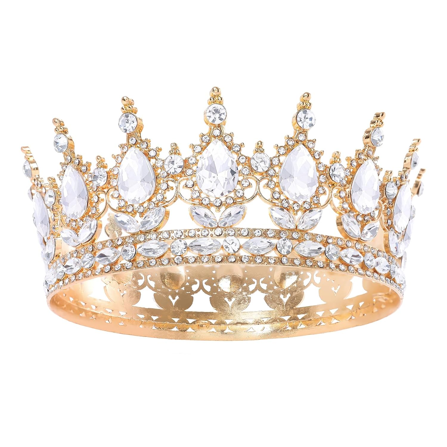 Gold Queen Crown for Women Crystal Tiara for Women 