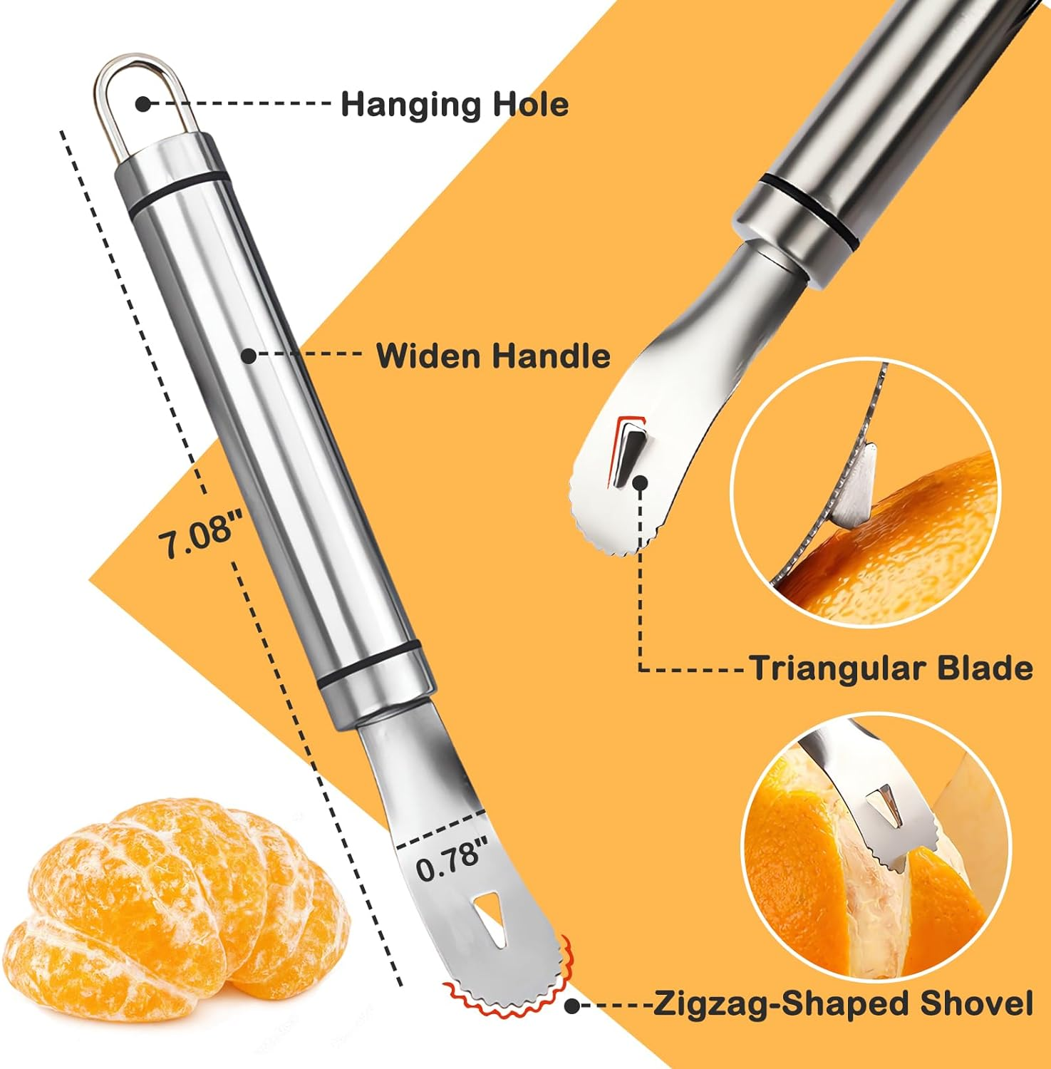 Stainless Steel Orange Peeler | Easy to Peel | Long Handle Orange Citrus Peel... - Picture 3 of 14