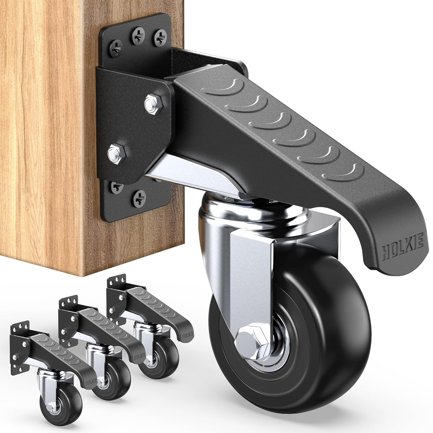 Retractable Casters Heavy Duty Casters with Lifting and Lowering Function Maximum Load of 700 lbs (Set of 4) for Workbenches or Other Equipment