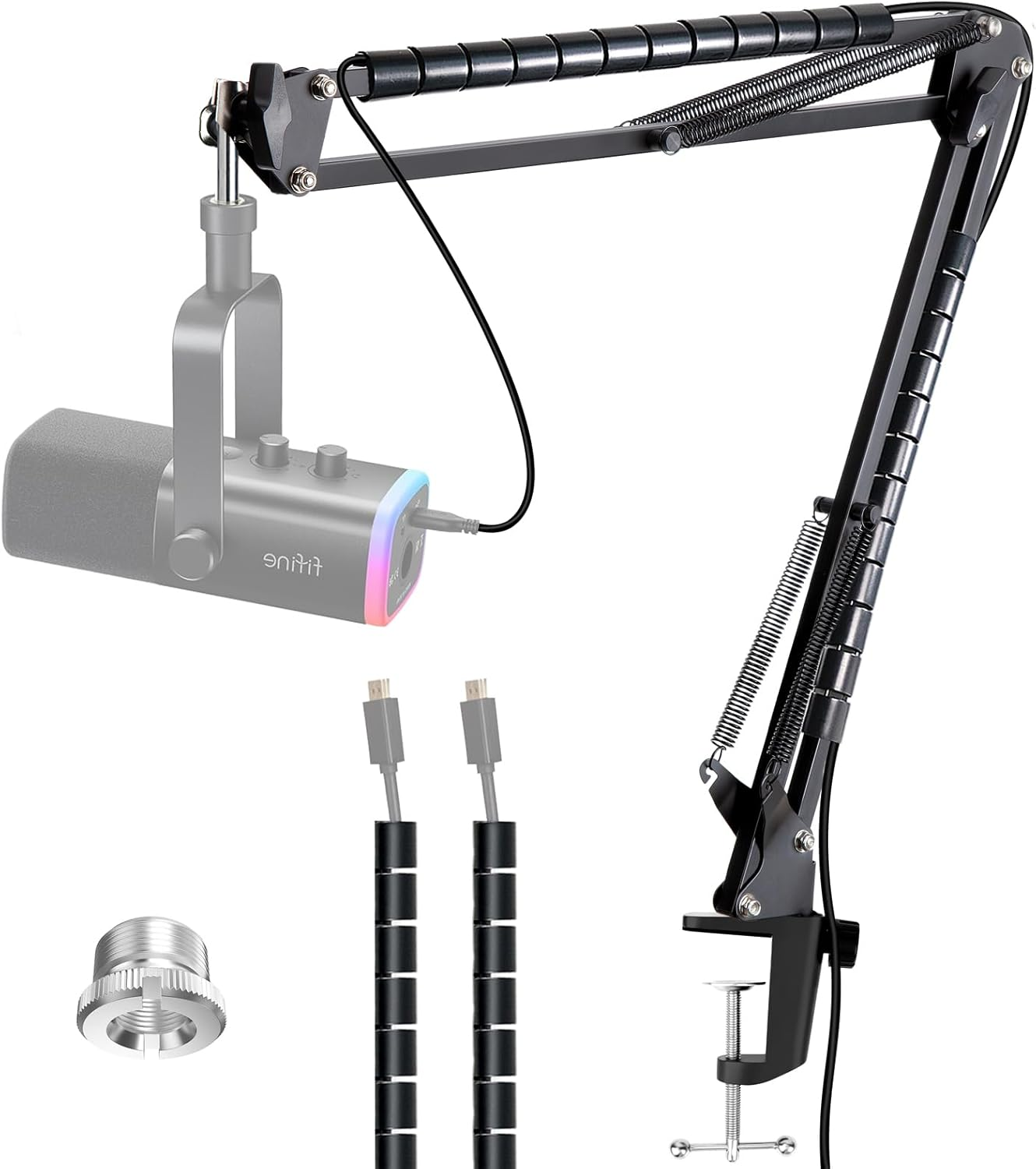 Fifine AM8 Bras Micro, Support Micro Fifine USB/XLR Streaming Micro Avec Microphone Tube De Fixation, Pied De Micro Pince De Perche Micro Pour Gaming, Podcasting, Broadcasting