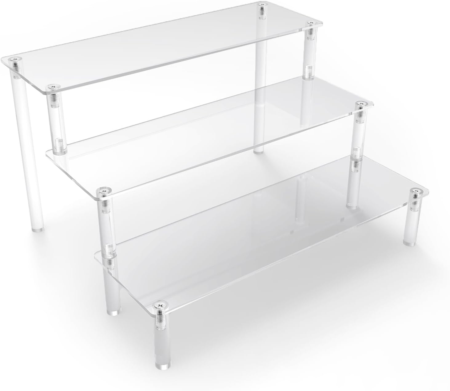 Acrylic Display Risers,Clear Display Risers Stand Small Mini Shelf 3 Tiered Cupcake Stand for Food Desserts Stand Shelves for Party Perfume Organizer Toys Figures Collections Cosmetic Products Tabletop Use