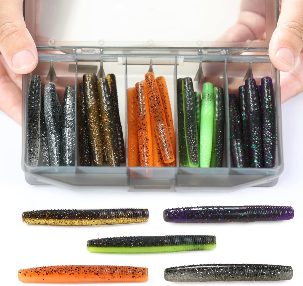 Ned Rig Baits Kit,Trd Soft Plastic Worms or Crawfish for Bass Fishing