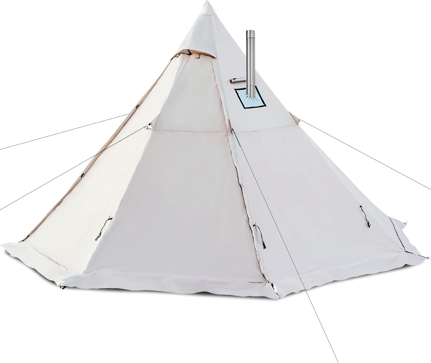 Hot Tent with Stove Jack, 4 Season 3-4 Person Tipi Tent for