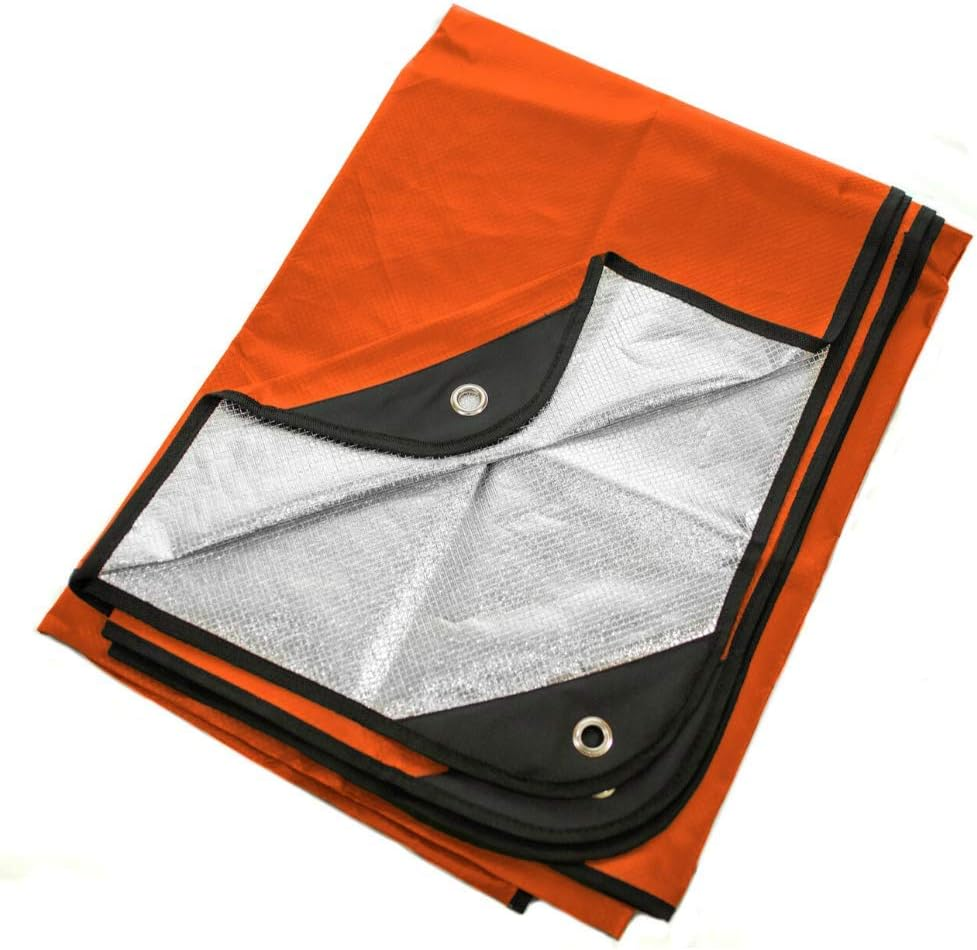 Arcturus Insulated Tarp, Reusable Heavy Duty Thermal Survival Blanket – 60X82In, Reflects 90% Body Heat, Waterproof, Windproof, 3-Layer Design, Reinforced Grommets, Orange