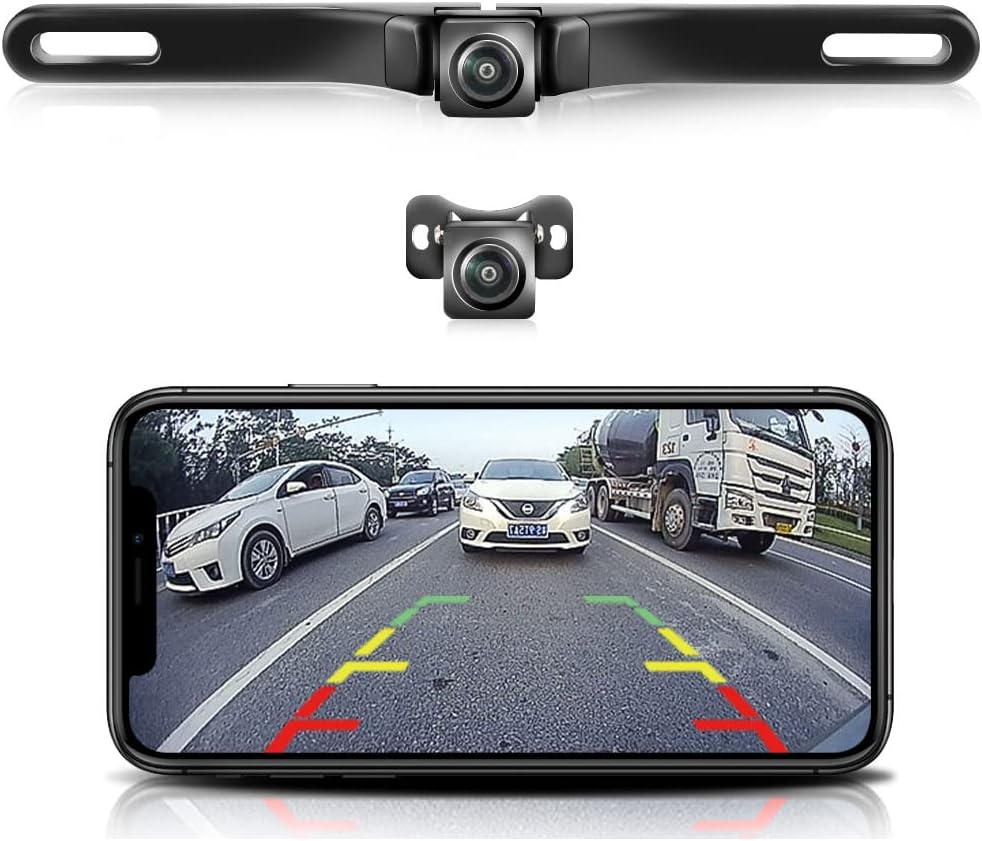 Wifi Car Wireless Backup Camera, Greenyi 5G 720P HD Car License Plate Rear/Front View Reverse Camera for Iphone Ipad Android Smart Phones Tablets Which Support Double Band Wifi