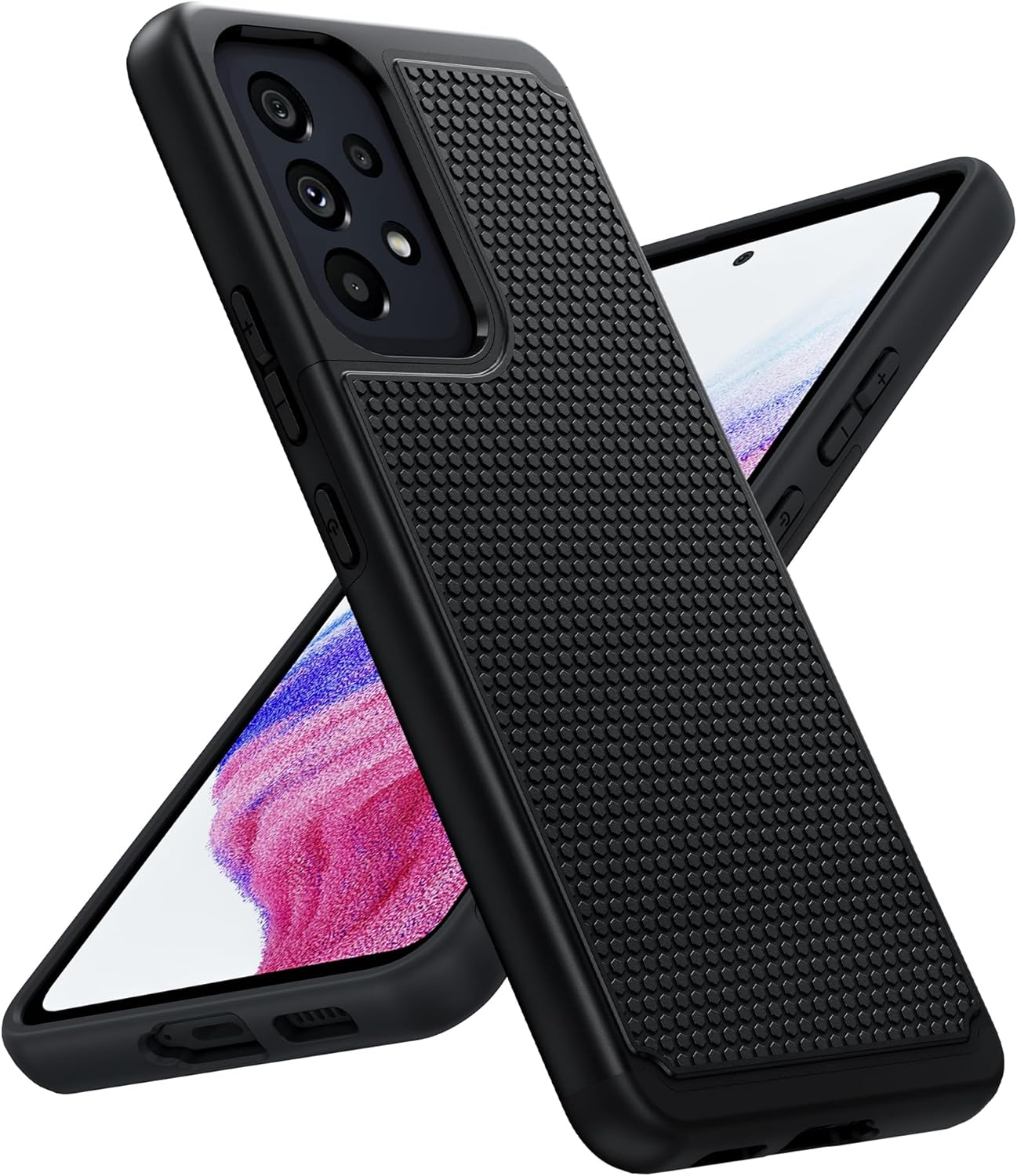 BNIUT for Samsung Galaxy A53-5G Phone Case: Dual Layer Protective Heavy Duty Cell Phone Cover Shockproof Rugged with Non Slip Textured Back - Military Protection - 6.5Inch (Matte Black)