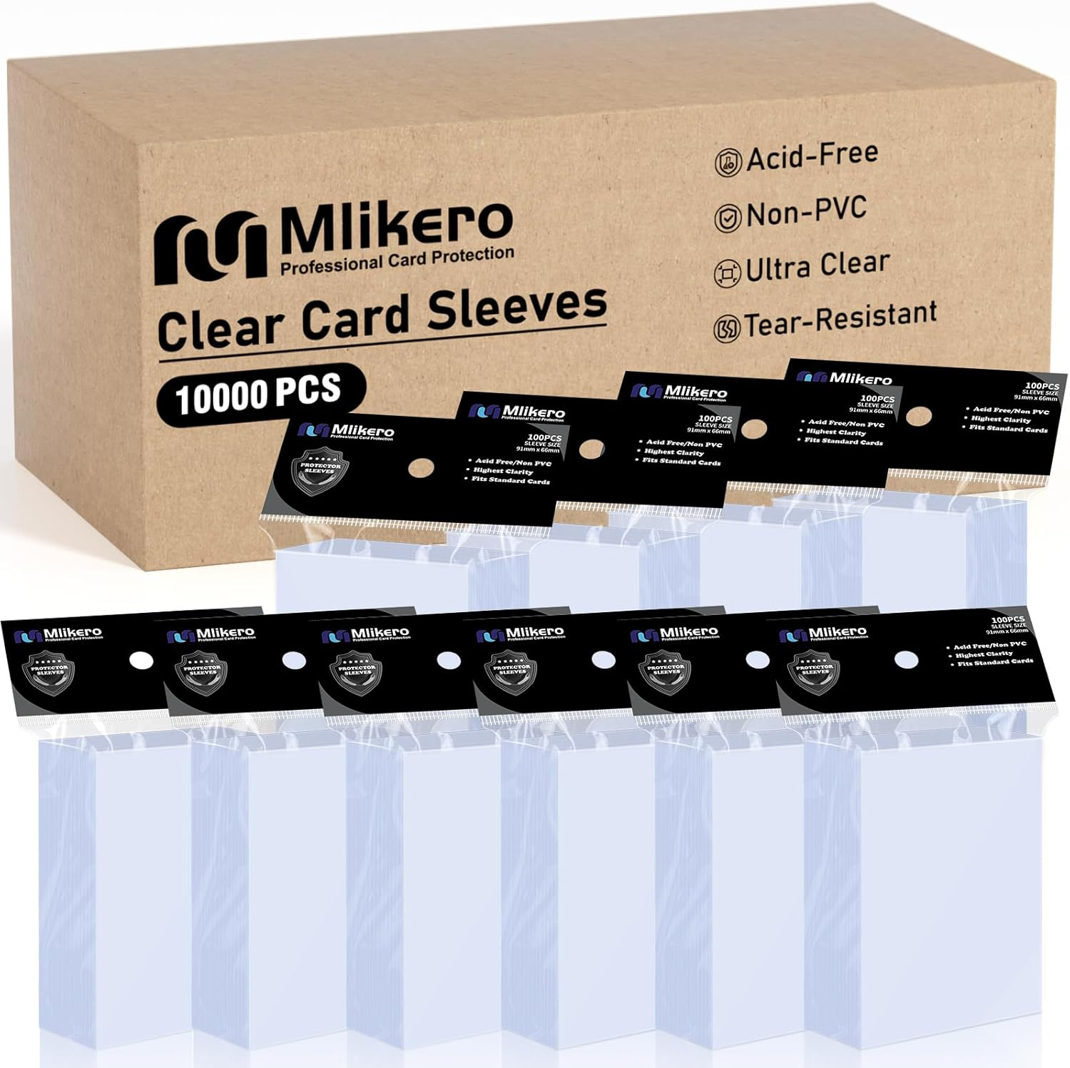 10000 Count Card Sleeves, Clear Soft Trading Card Sleeves, Polypropylene (PP), Fit for MTG, TCG, Baseball, Football, Game Cards