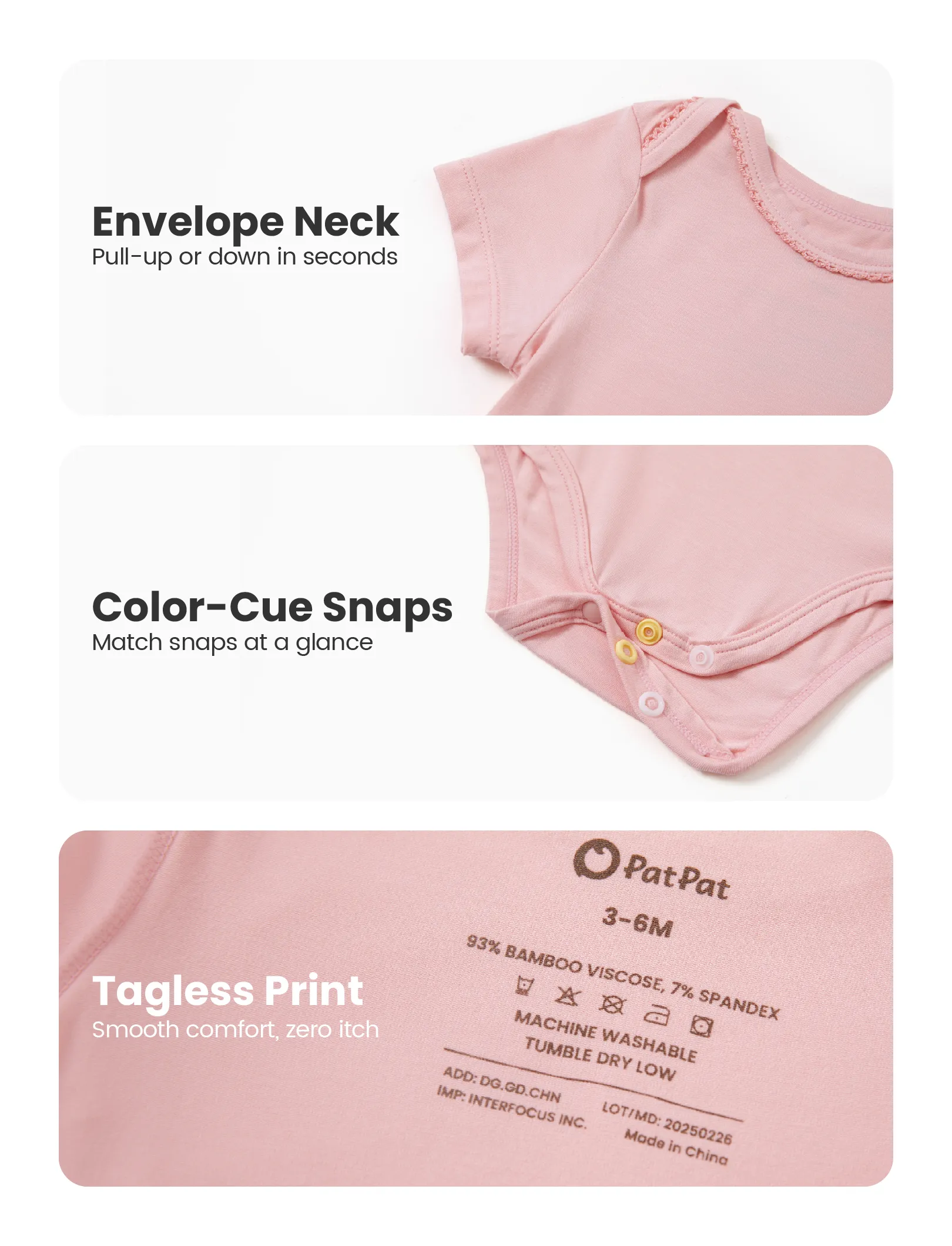 Bamboo Baby Boy/Girl 2-Pack Solid&Printed Rompers Set Pink