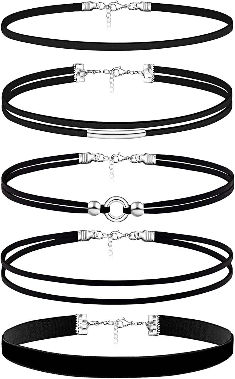 5PCS Black Choker Necklace for Women Black Velvet Choker Set Emo Chokers Gothic Necklace Goth Accessories Sexy Collar Chokers for Women Gothic Jewelry Set Halloween Gifts