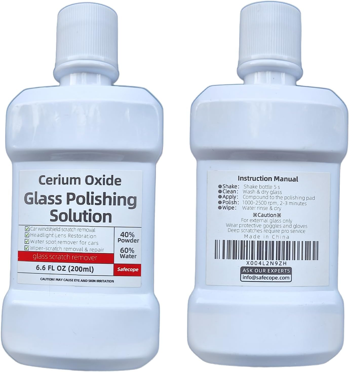 6.6 Fl Oz (200 Ml) Cerium Oxide Glass Polishing Solution - for Removing: Oil Fil