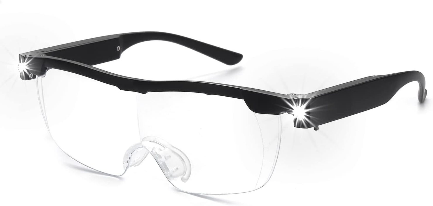 200% Magnifying Glasses with Light, Rechargeable LED Lighted Magnification Eyeglasses, Bright Sight Hands Free Magnifier Glasses for Close Work, Craft, Jewellers, Reading, Hobby