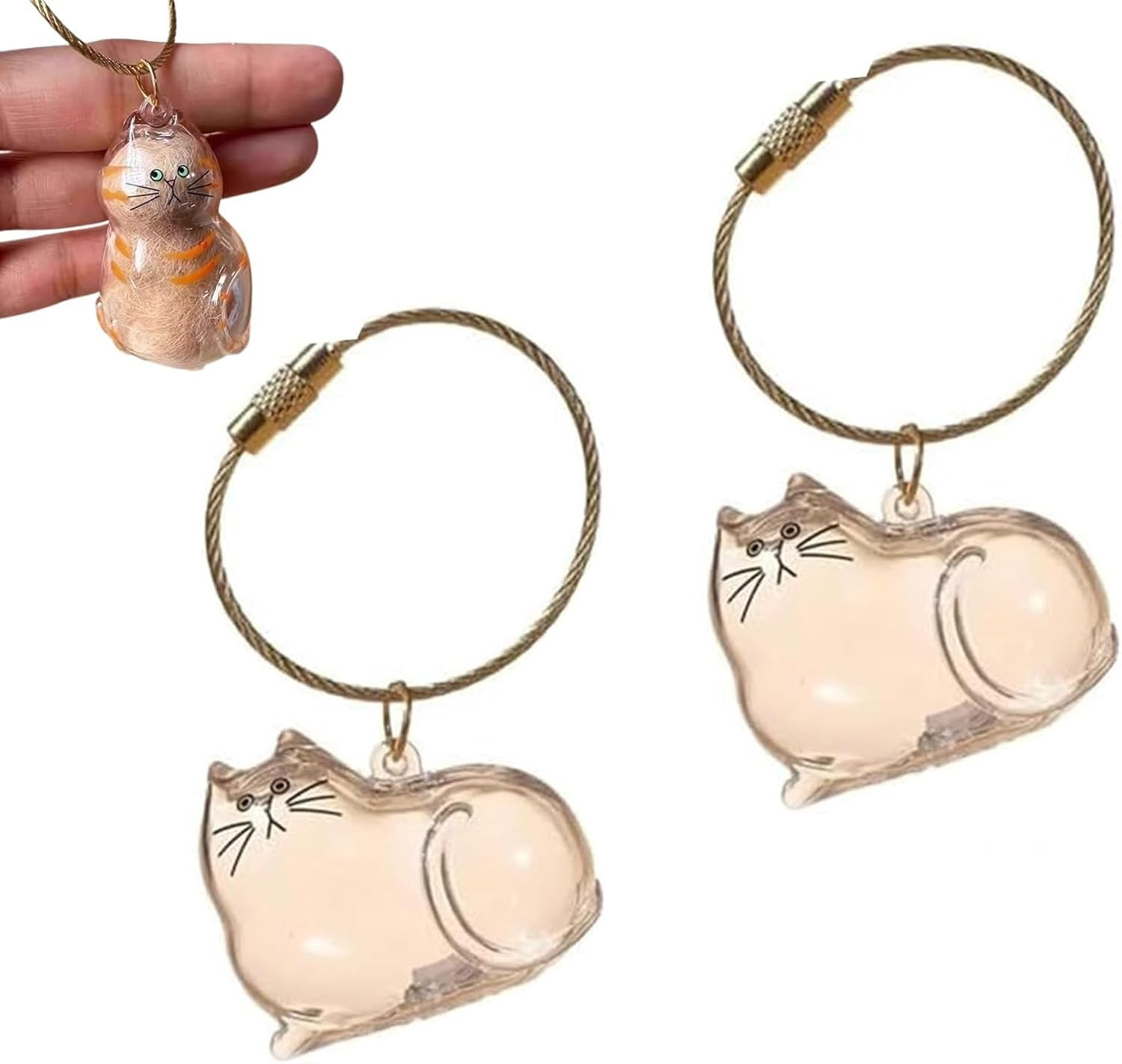 Cat Hair Keychain, Cat Fur Whisker Jar Keepsake Capsule Container Memorial Gifts Storage Bottle for Collecting Pet Hair
