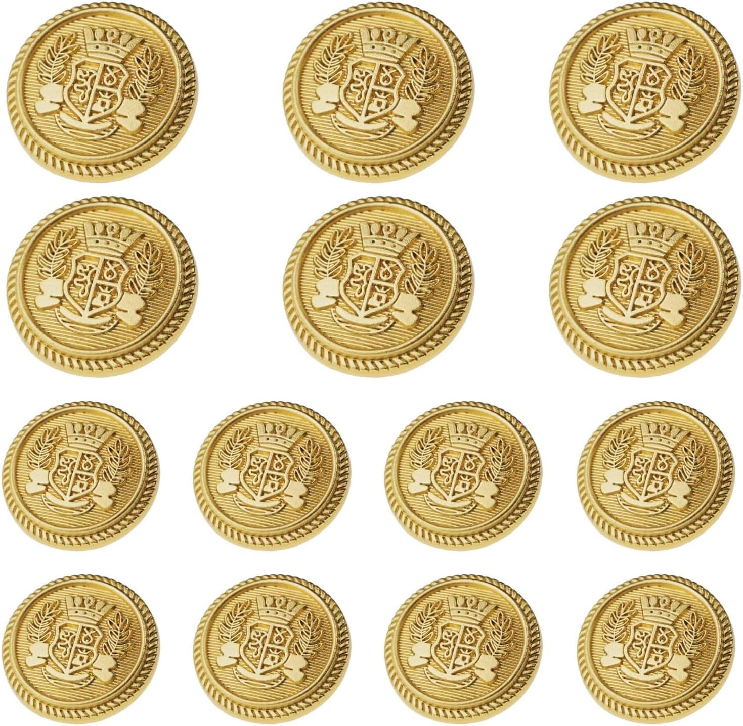 14-Piece Gold Metal Blazer Button Set - 23Mm & 18Mm Buttons for Men'S Blazers, Suits, Sport Coats, Uniforms & Jackets