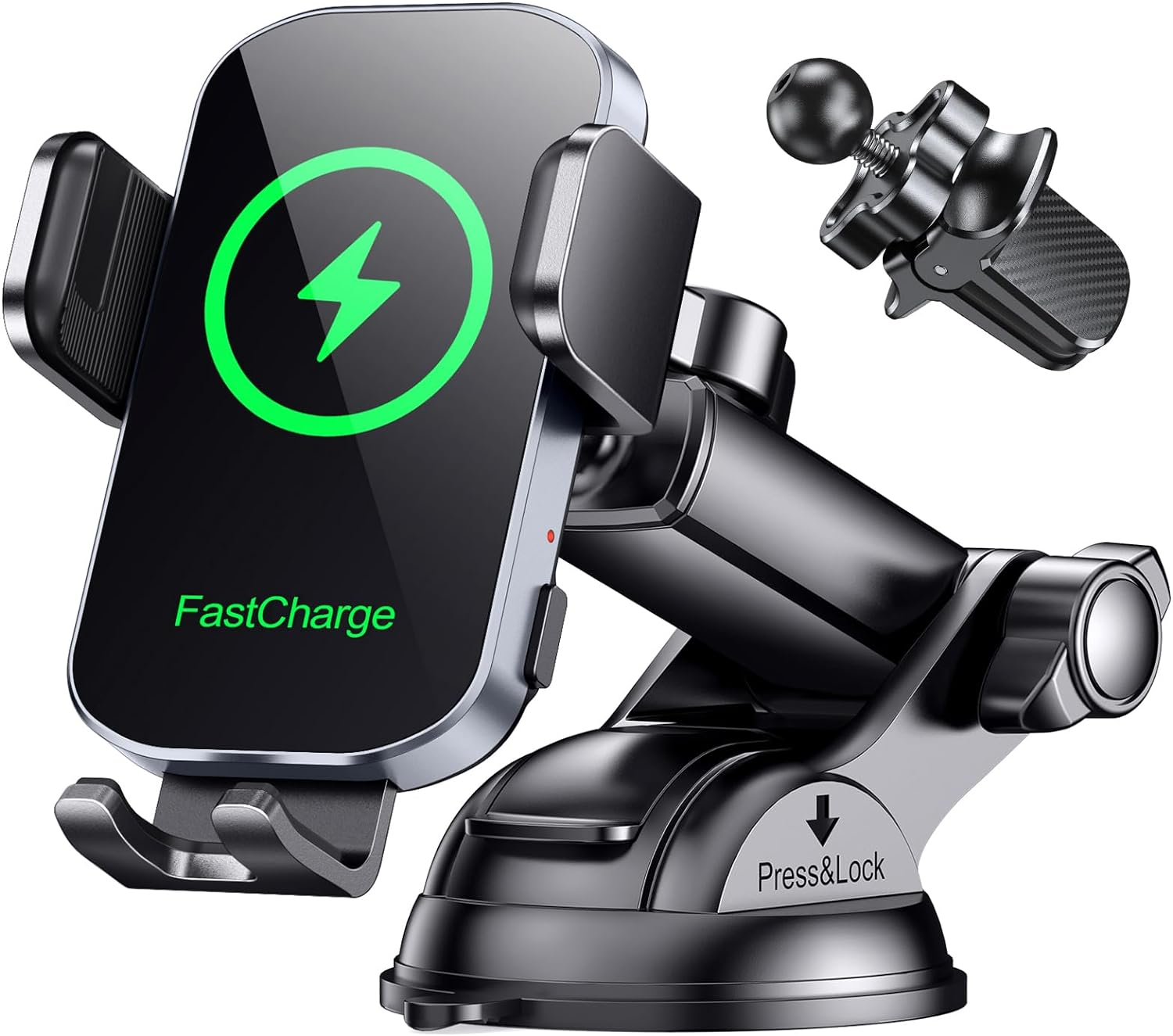 Glangeh 15W Schnelles Laden Handyhalterung Auto Mit Ladefunktion, Automatischer Klemmung Induktive Ladestation Auto Für Lüftung+ Saugnapf, Kompatibel Mit Iphone 17/16/15, Galaxy S24/S23 Ultra