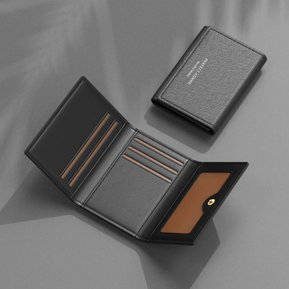 Fashion Leather Men Card Wallets Multifunctional Large Capacity Male Purse Solid Color Multi-Card Photo Holder Women