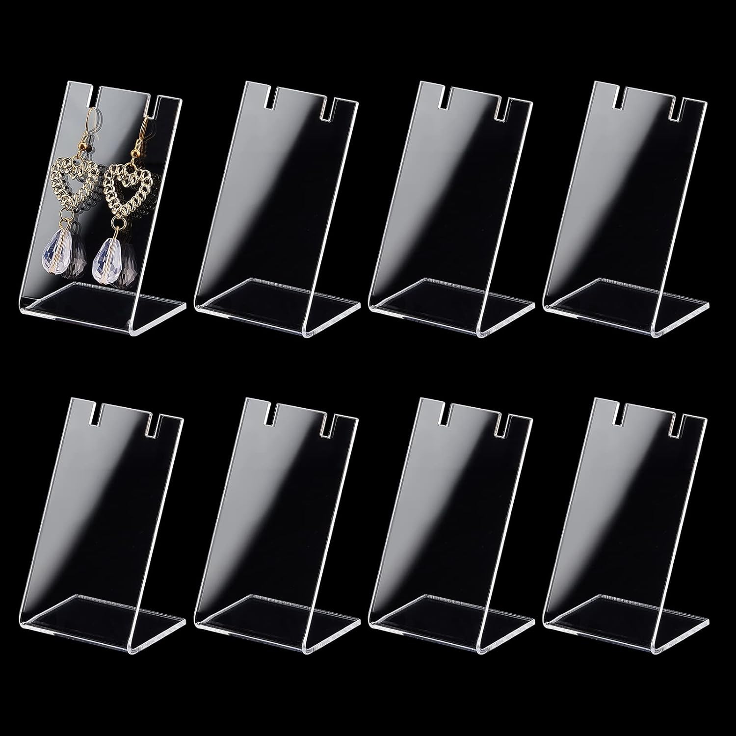 PH Pandahall 10Pcs Acrylic Earring Holder Single Pair L-Shape Jewelry Displays Stand Earring Organizer for Jewelry Dangling Slant Back Display Props Show Retail Store Marketing 1.3X1.7X3 Inch