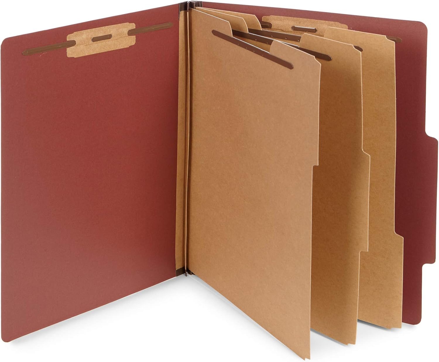10 Red Classification Folders, 3 Dividers, Letter Size with 2 Inch Tyvek Expansions, 8 Section Brick Red Classification Folder, 10 Pack