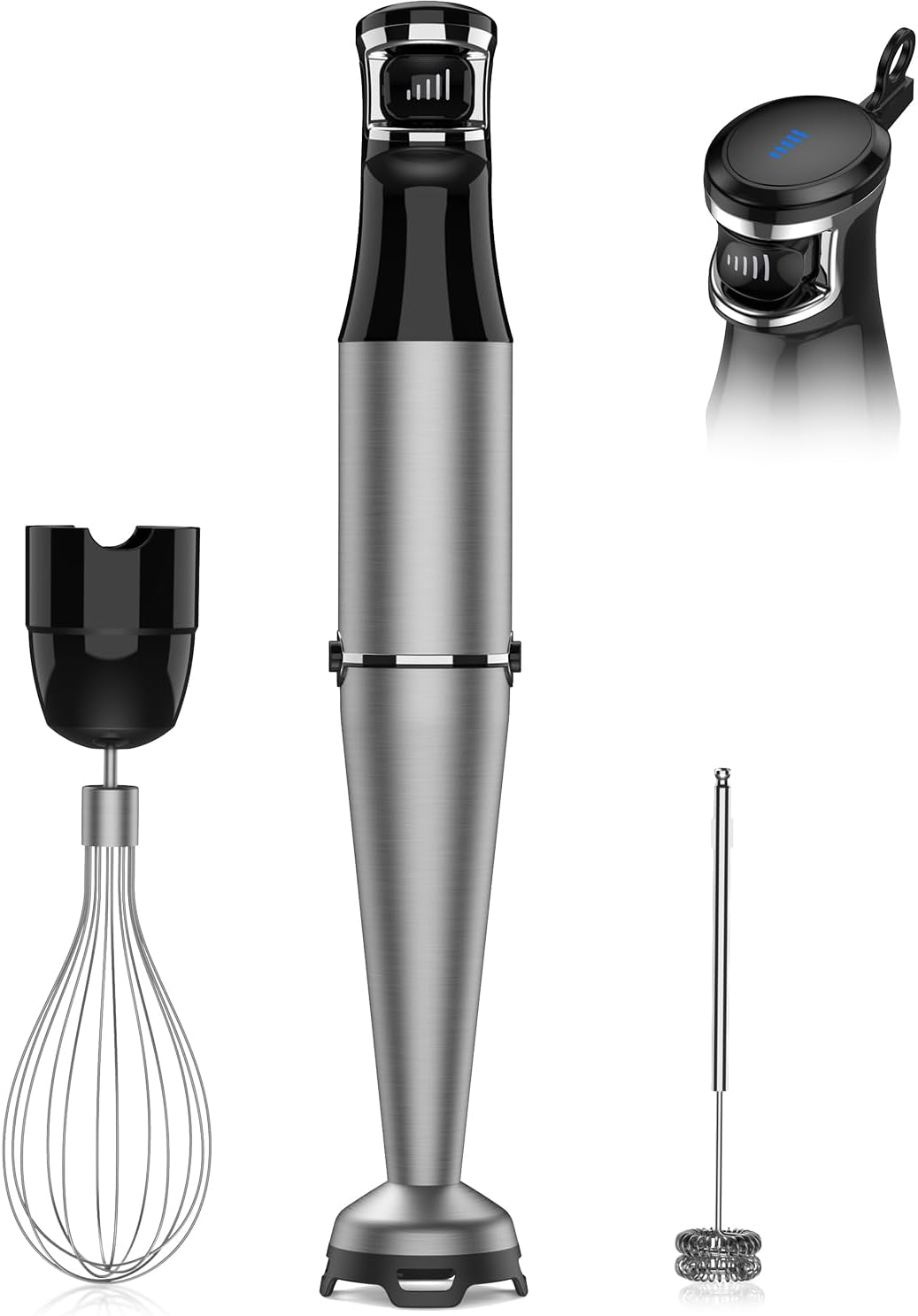 Immersion Blender Handheld 1100W - 3 in 1 Hand Blenders Set with Trigger Speed Control Emulsion Stick with Whisk and Milk Frother, Emulsifier for Kitchen for Soup, Smoothie, Puree