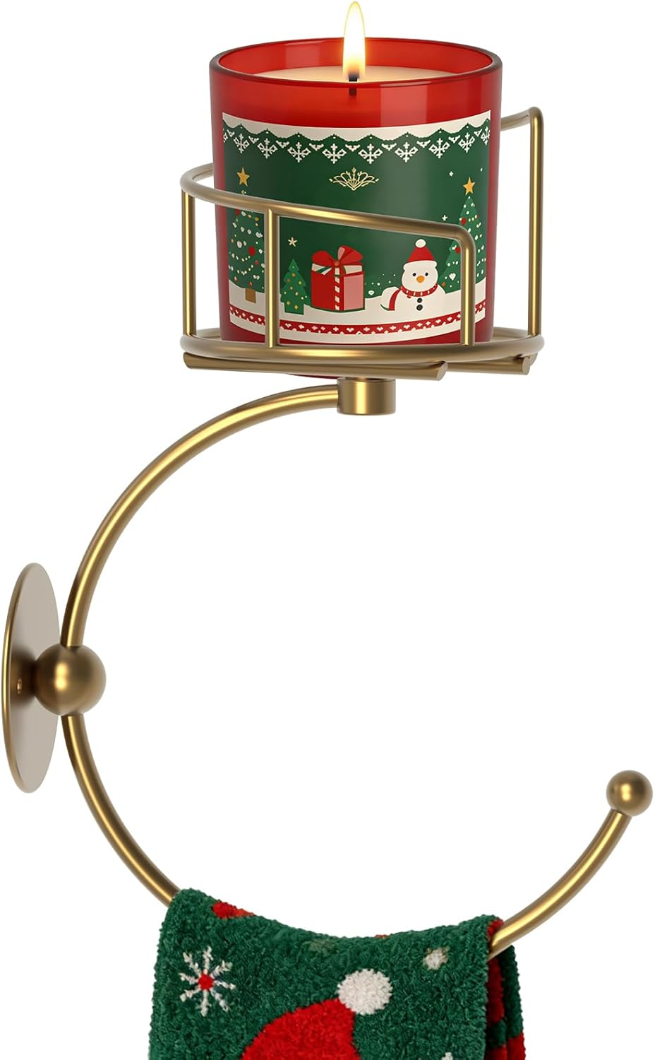 Hand Towel Holder for Bathroom with Vintage Wall Mounted Candle Holder, Rustproof Anti-Corrosion Alloy Unique Gold Towel Hook, Sturdy Coat Hanger for Vintage Kitchen Bathroom Decor and Accessories