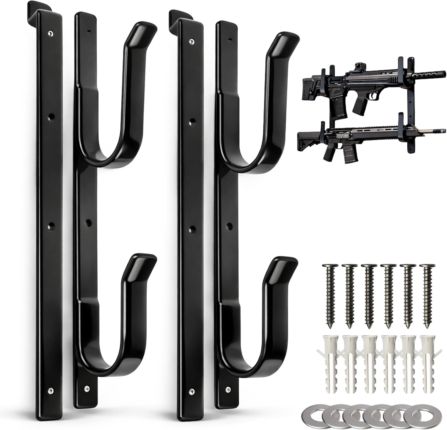 Killer'S Instinct Outdoors 2 Pack Metal Gun Rack for Truck Fishing Rod Holder for Truck Black Metal 18500 Gun Bow & Tool Rack for Autos Adjustable 9 Inches to 14 Inches