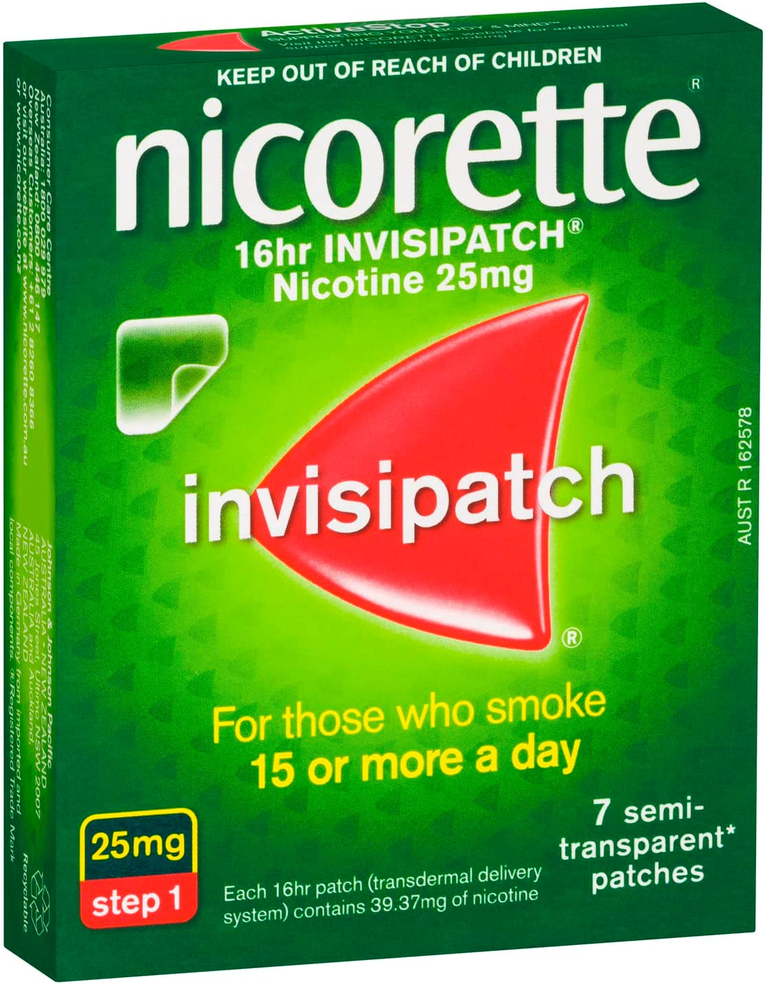 Nicorette Quit Smoking Nicotine 16 hour Invisipatch Step 1 25mg 7 Pack - Picture 4 of 15