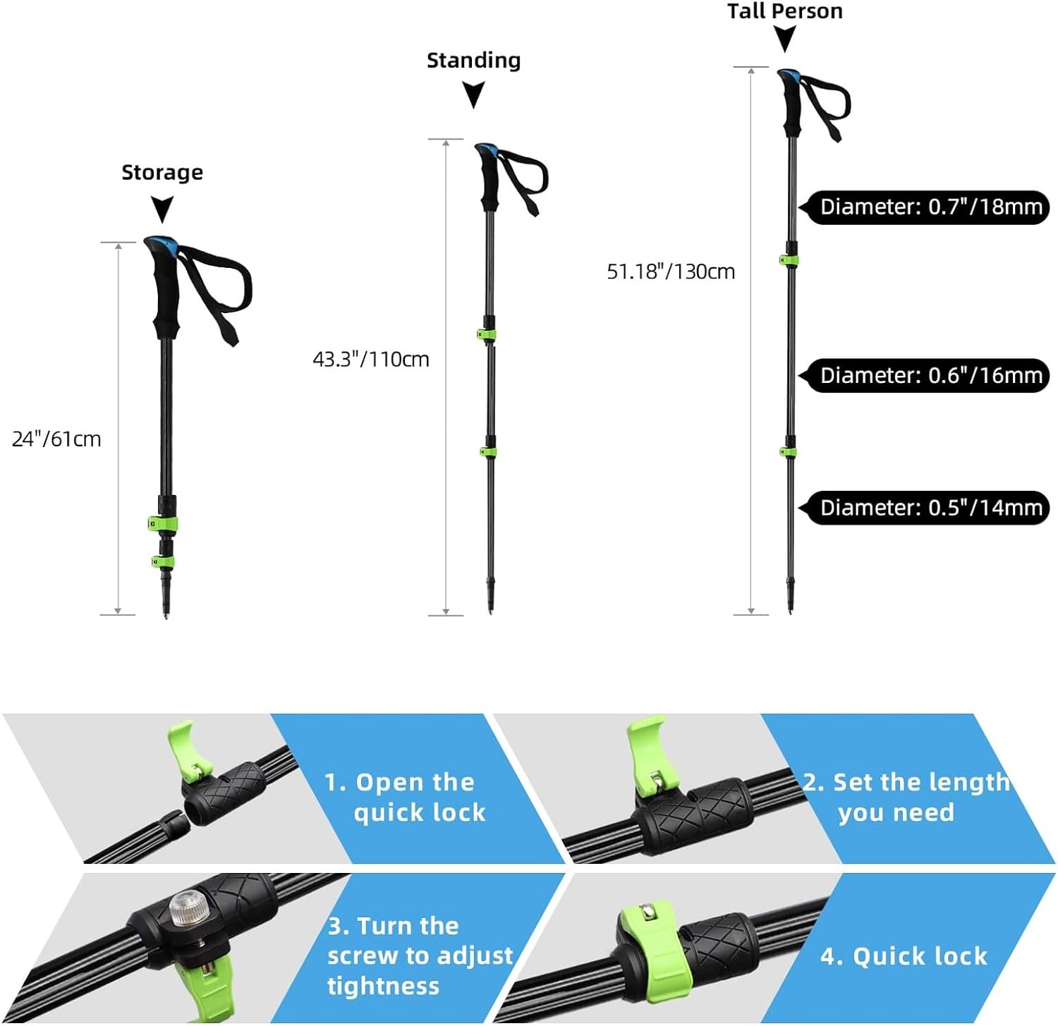 KOMCLUB Carbon Fibre Collapsible and Telescopic Walking Hiking Trekking Poles... - Picture 3 of 13