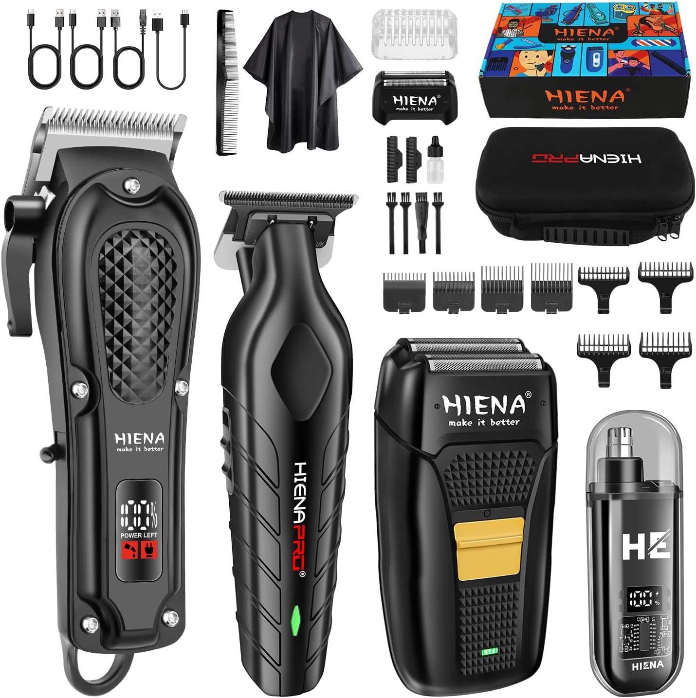 Professional Hair Clipper Set for Men Cordless Barber Clippers Set and Trimmer Kit Electric Beard Trimmer & Nose Trimmer Kit, Foil Shaver & Men'S Facial Grooming Tool Kit, Gifts for Men