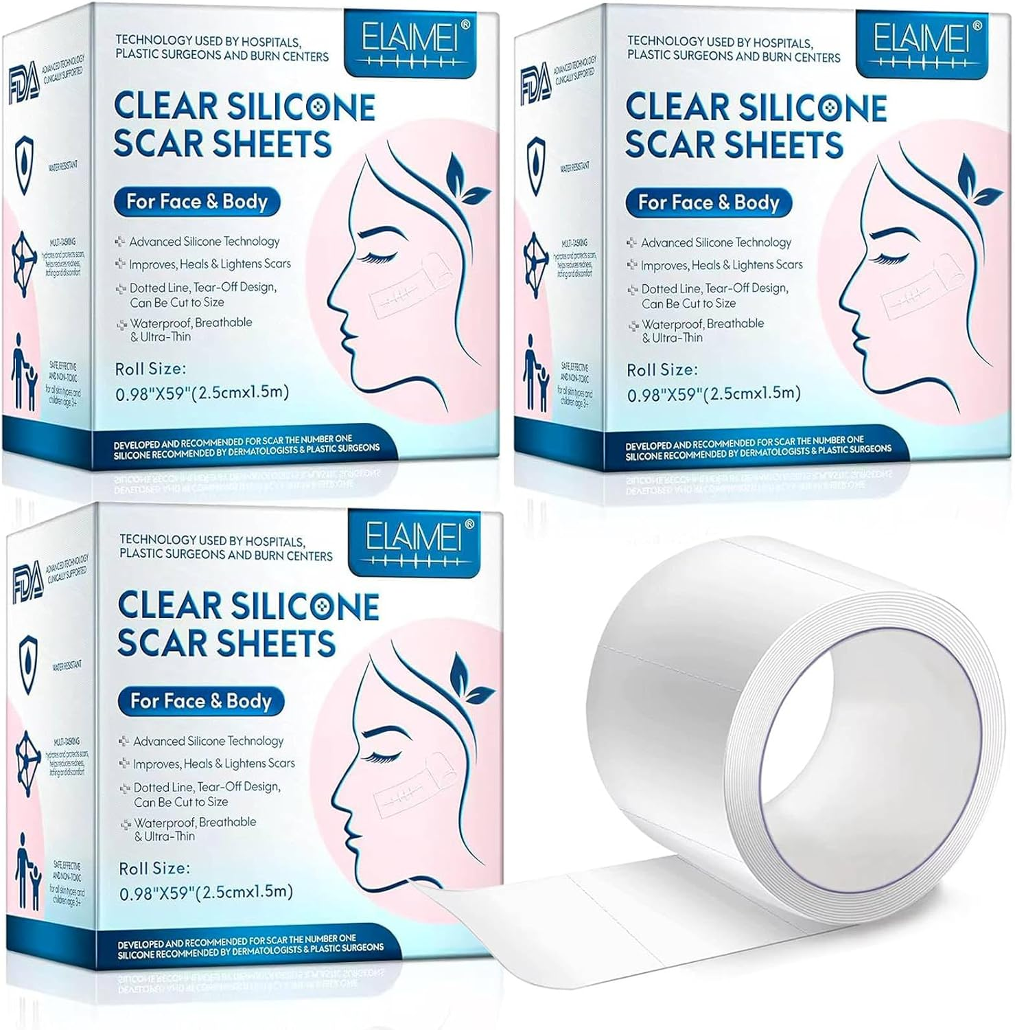 Silicone Scar Sheets, Professional Scar Tape(2.5 x 150cm Roll-1.5M), Reusable... - Picture 10 of 15