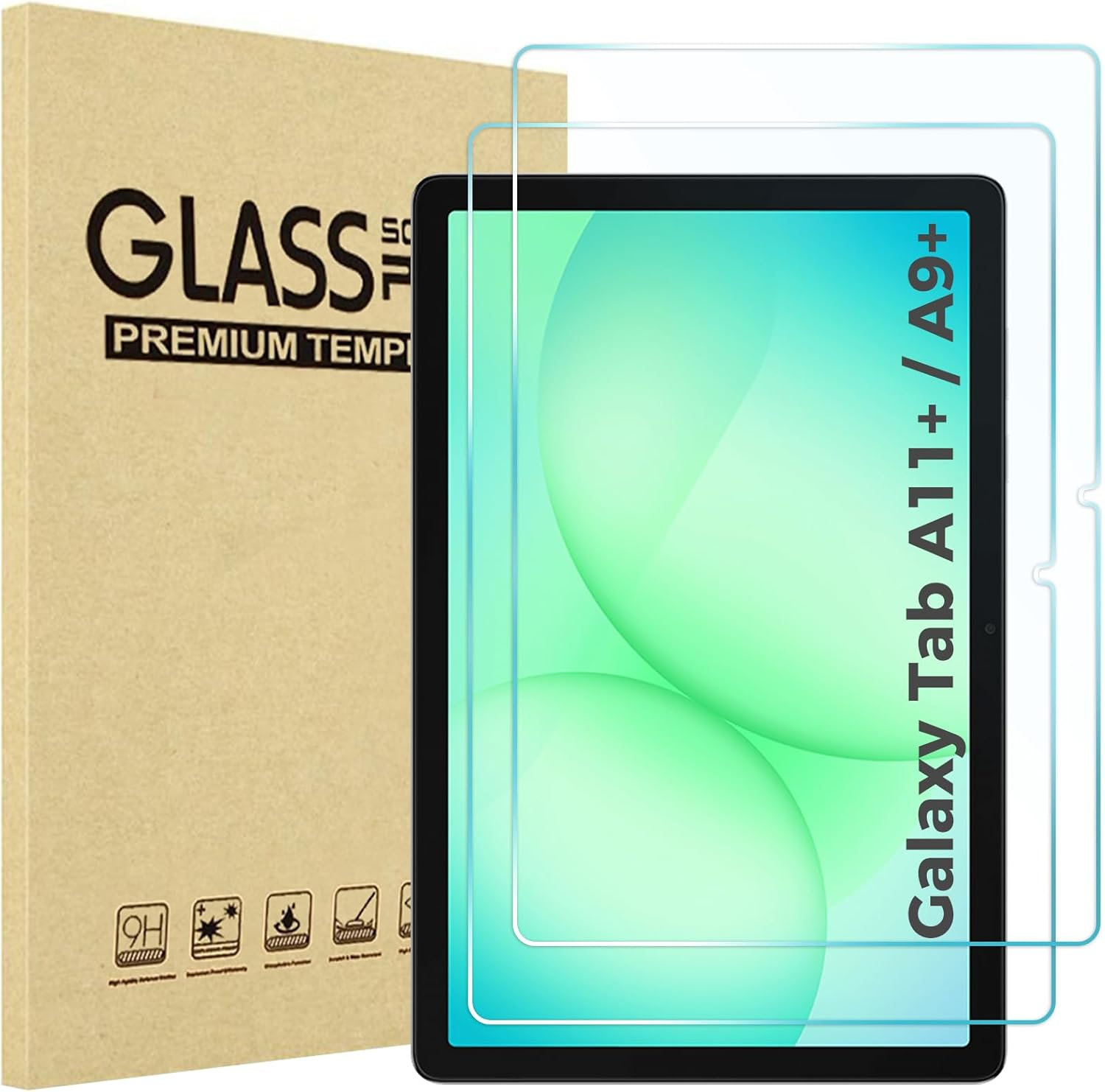 2 Pack Screen Protector for Galaxy Tab A11 plus 2025 / Tab A9 plus 11 Inch 2023, HD Tempered Glass 9H Film Guard for Tab A11+ / A9+ 5G 11