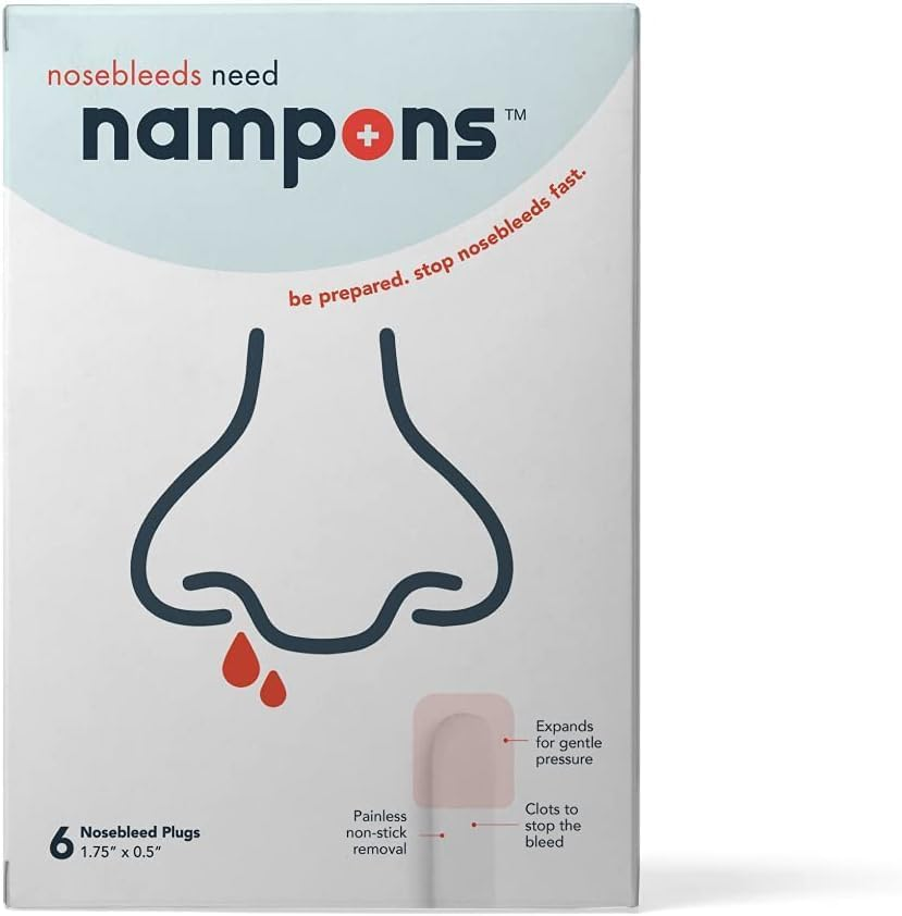 Nosebleed Stoppers - 6 Nose Bleed Plugs with Clotting Agent to Stop Nosebleeds Fast. Perfect First Aid Item Trusted by Doctors and Hospitals. Safe and Effective for Teens, Adults, Seniors