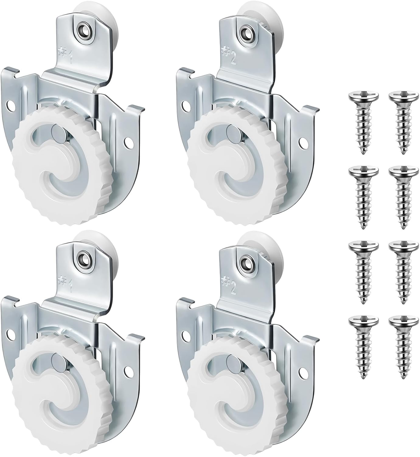 4 Piece Sliding Wardrobe Door Hardware Set Includes 4 Knob Adjustable Door Hooks and 8 Screws to Allow Wardrobe Cabinet Doors to Slide Smoothly and Quietly